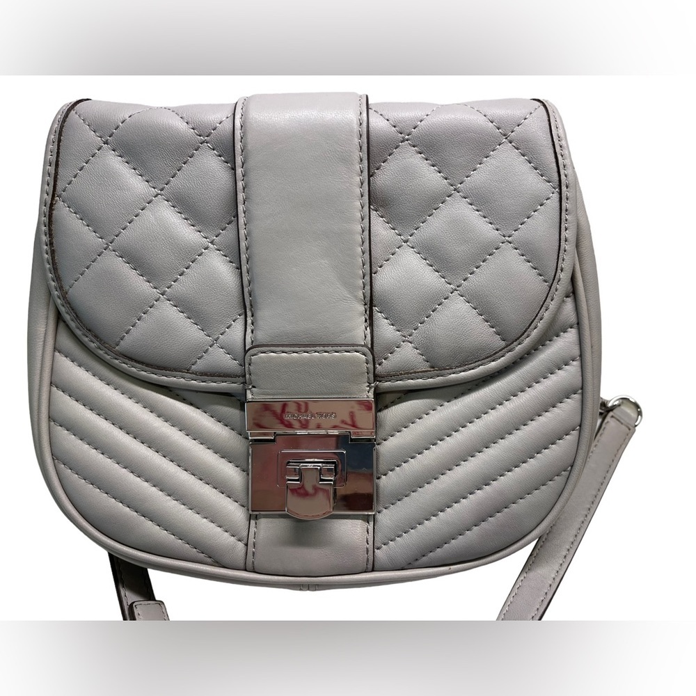 Michael Kors- soft grey leather crossbody bag- like new